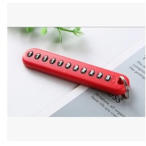 Anti-Lost Metal Keychain with Phone Number Tag | Double Pendant Keyring for Car, Bike, Office & Home Keys (number card red)