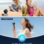 Portable Handheld Turbo Fan - 5 Gear High Speed 4000mAh Rechargeable Mini Personal Hand Fan Blow Cold Air, Battery Operated Travel Essentials, Beach Vacation, Gifts for Women, Men (black
