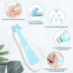 electric Nail File Drill for Baby No Sharp Claws Hurt, 6 in 1 Safety Cutter Trimmer Clipper for Toes and Fingers