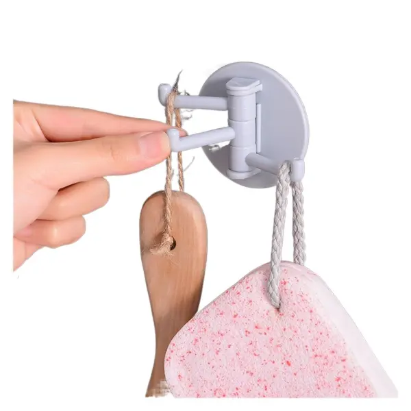 Multifunctional Bathroom Wall Shelf with Rotating Hook | Strong Hook Rack | Free Punching Seamless Trace Wall Organizer (Multicolor 2 pcs)