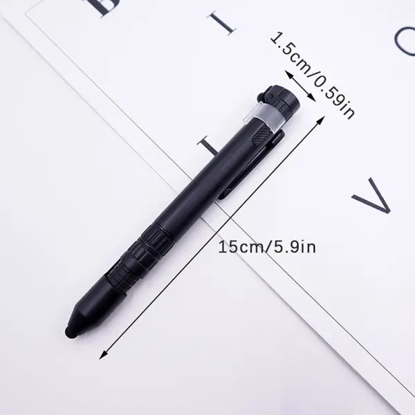 6-in-1 Multifunctional Pen with LED Light, Stylus, Compass | Outdoor Survival Tool for Military, Travel & Emergency