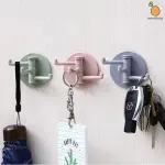 Multifunctional Bathroom Wall Shelf with Rotating Hook | Strong Hook Rack | Free Punching Seamless Trace Wall Organizer (Multicolor 3 pcs)
