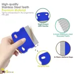 Flea Lice Comb, Stainless Steel Dog Cat Grooming Combs with Rounded Teeth, Double Sided Professional Pet Tear Stain Remover, Dematting Tool for Small, Medium & Large Pets (Naked opp 5.5cm*6cm)