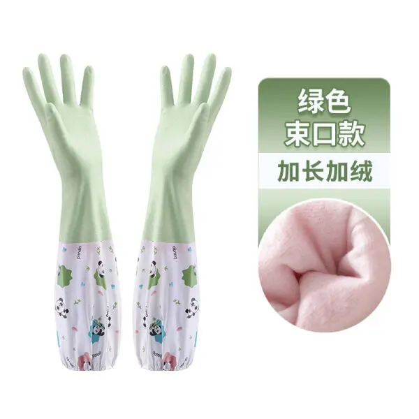 Reusable Waterproof Household Latex Hand Gloves for Kitchen Dish Washing Laundry Cleaning Gardening and Sanitation, pack of 2 (Green)