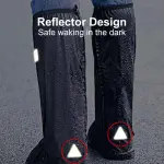 Waterproof Shoe Covers, Reusable & Foldable Rain Boot Shoe Cover with Zipper, Non-Slip, Reflector, Men Women Rain Gear, Black (Black XLsize (40-42))